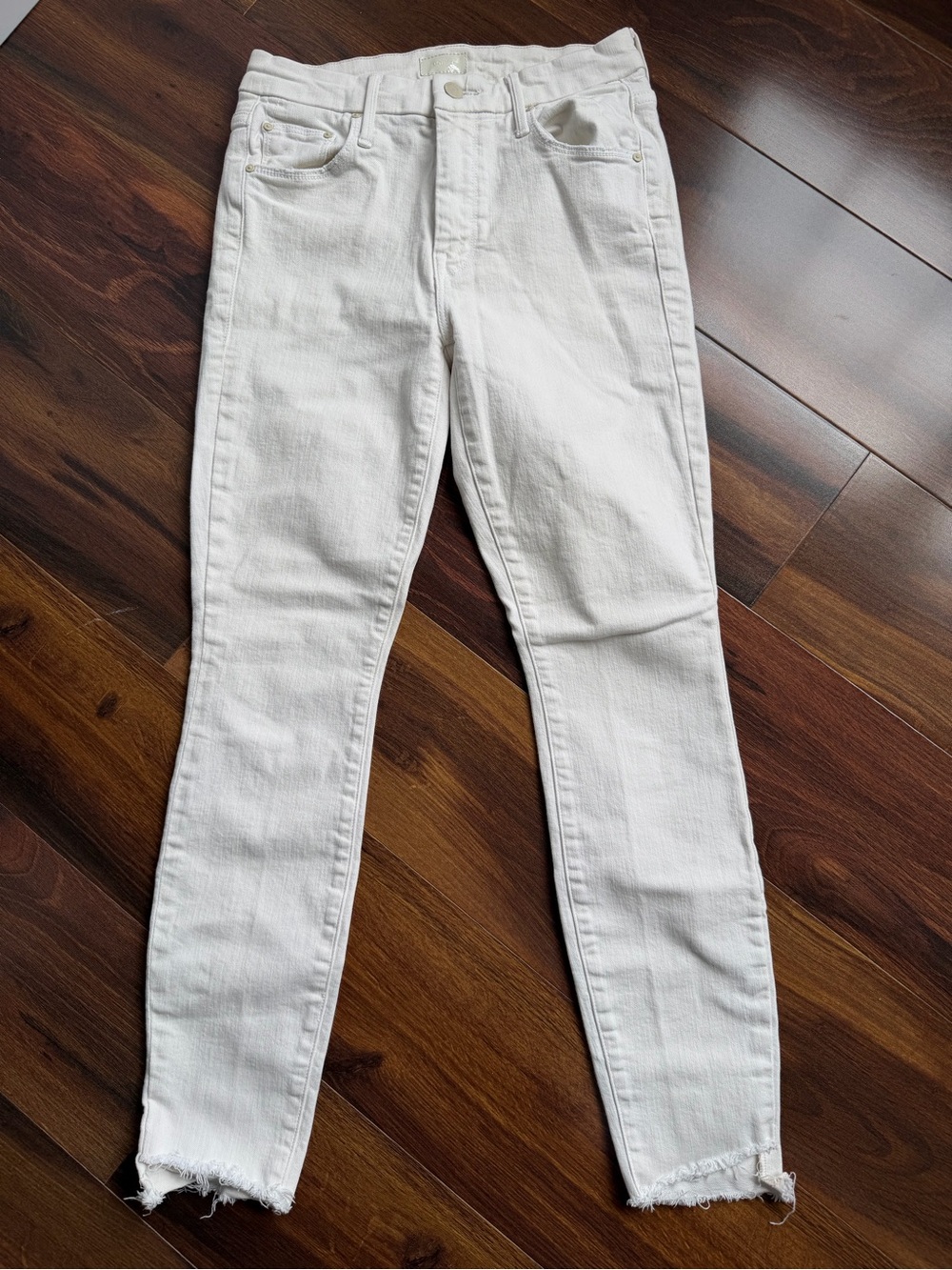 Mother The Looker Ankle Step Fray Cream Puffs Skinny Jeans 26